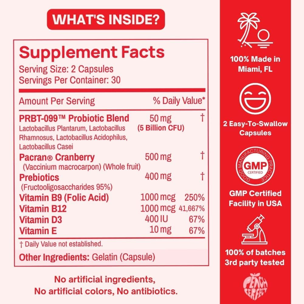 Purely Pink Prebiotic Probiotic Blend for Vaginal Health - Promote pH Balance, Healthy Flora and Odor - AB Mystery