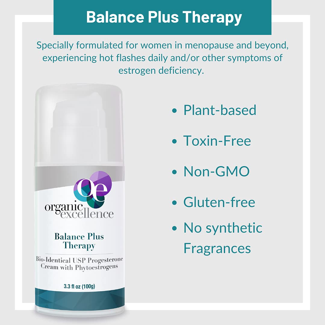 Organic Excellence Balance Plus Therapy Bio-Identical Progesterone Cream with Phytoestrogens - 3 oz - AB Mystery
