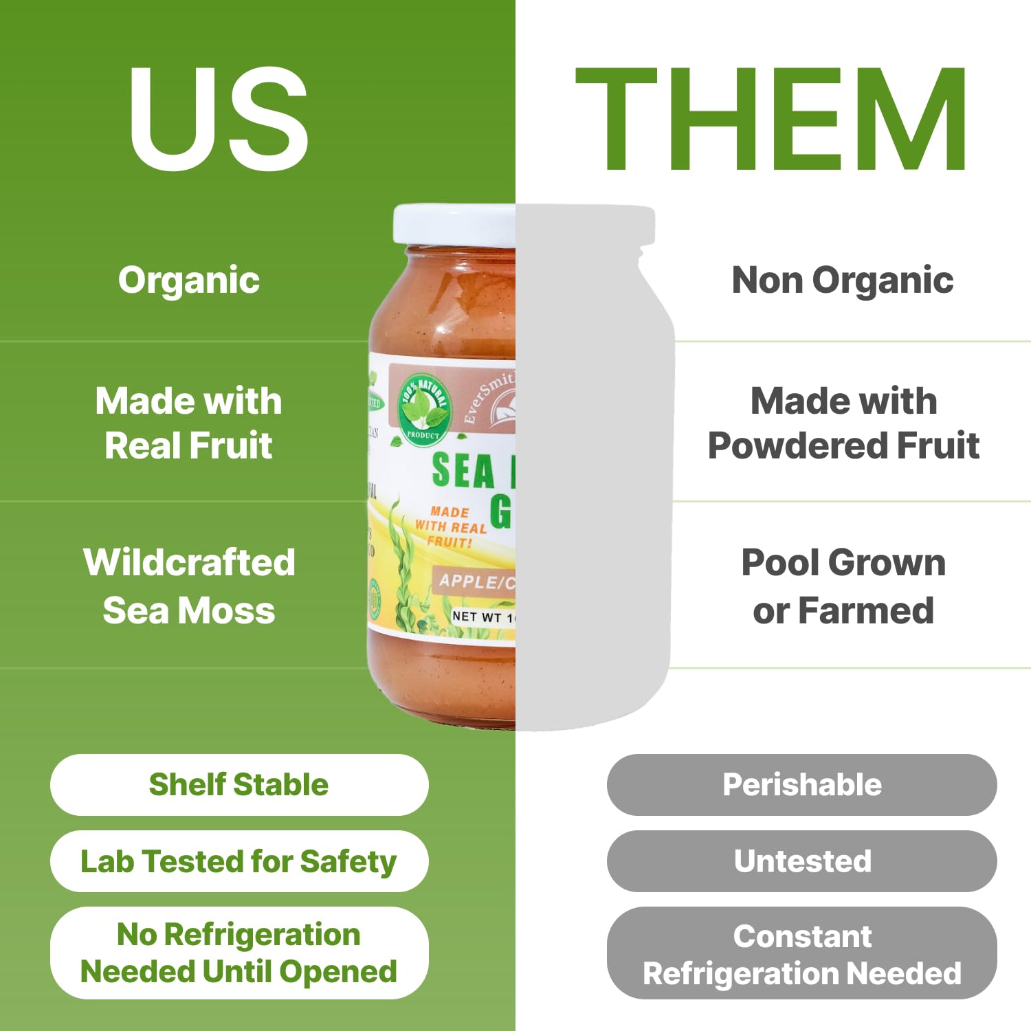 EverSmith Organics - Wildcrafted Irish Sea Moss Gel | Made in USA | Rich in Vitamins - AB Mystery