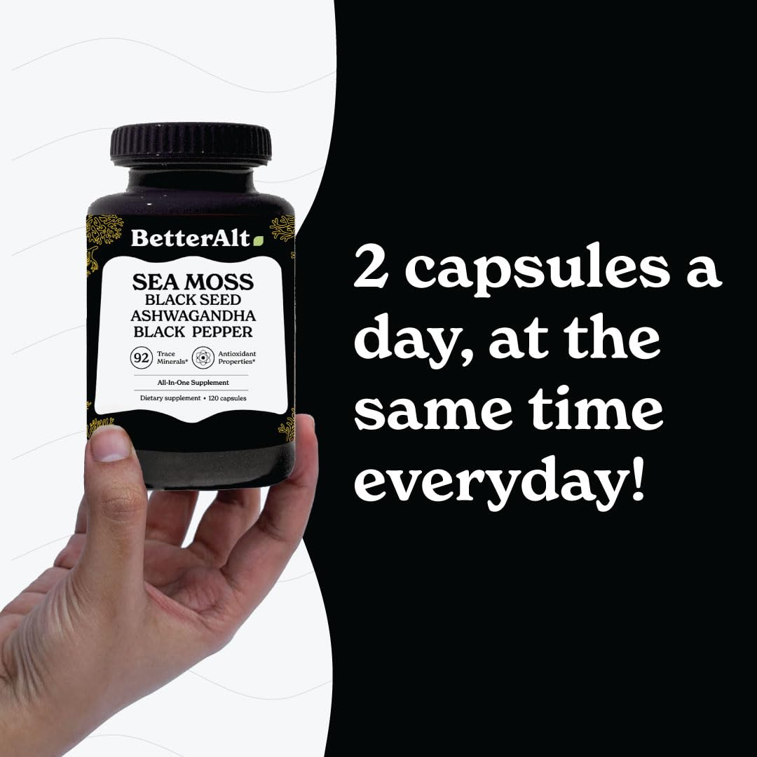 Better Alt Sea Moss Capsules- Irish Sea Moss with Black Seed Oil, Ashwagandha & Black - AB Mystery