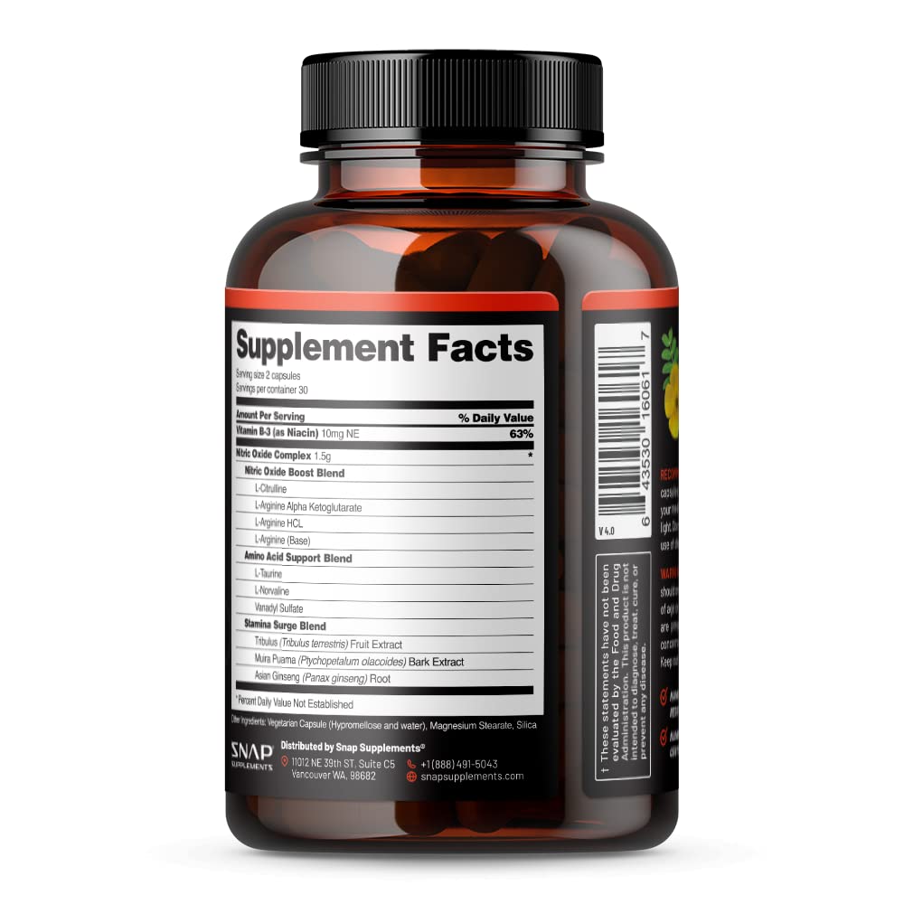 Snap Supplements Nitric Oxide Booster, Nitric Oxide Supplement for Blood Circulation - AB Mystery