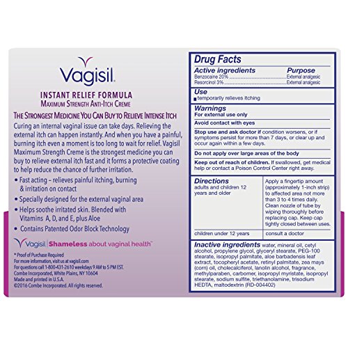 Vagisil Maximum Strength Feminine Anti-Itch Cream with Benzocaine for Women, Helps Relieve Yeast - AB Mystery