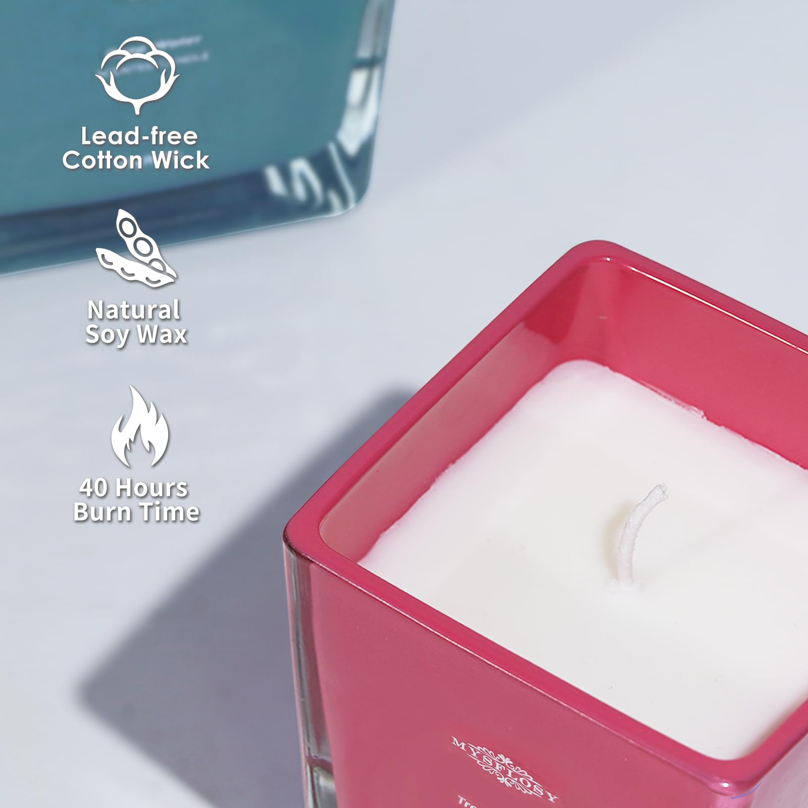 Mysflosy Soy Aromatherapy Candle, 40 Hour Burn time, Scented Candles with Floral and Fruity Scents - AB Mystery