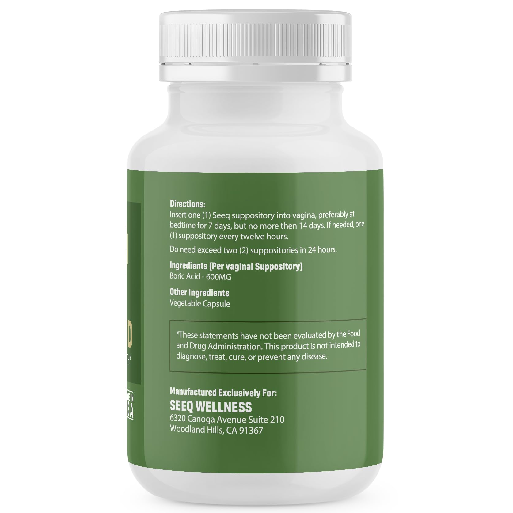 Seeq Wellness Boric Acid Vaginal Suppositories - Helps Support Odor Control and Balance Vaginal PH - AB Mystery