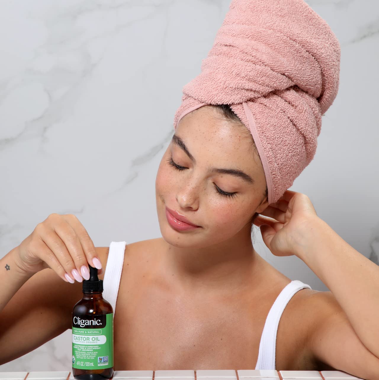 Cliganic Organic Castor Oil, 100% Pure (4oz with Eyelash Kit) - For Eyelashes, Eyebrows, Hair & Skin - AB Mystery