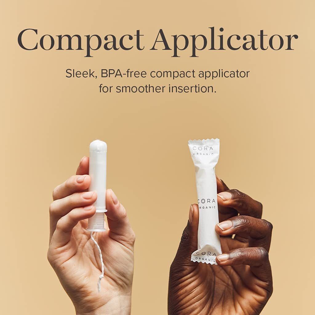 Cora Organic Applicator Tampons | Light Absorbency | 100% Cotton Core, Unscented, BPA-Free Compact - AB Mystery
