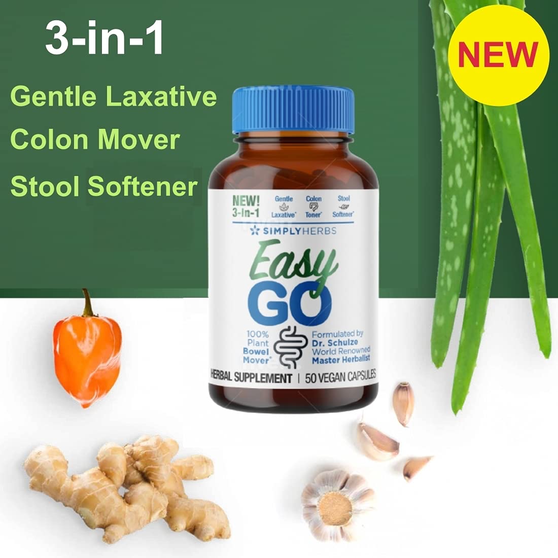 Dr. Schulze's Easy GO Bowel Mover - Formulated Gentle Laxative, Colon Toner & Stool - AB Mystery