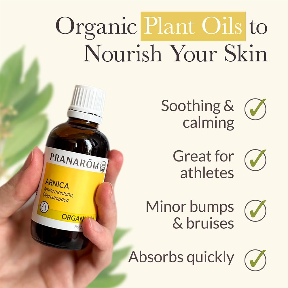 Pranarom - USDA Certified Organic French Arnica Virgin Plant Oil - 2 fl oz Glass Bottle - Massage Oil for Body - AB Mystery