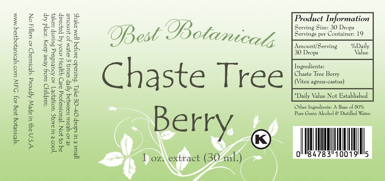 Best Botanicals Chaste Tree Berry Extract 1 oz. - AB Mystery