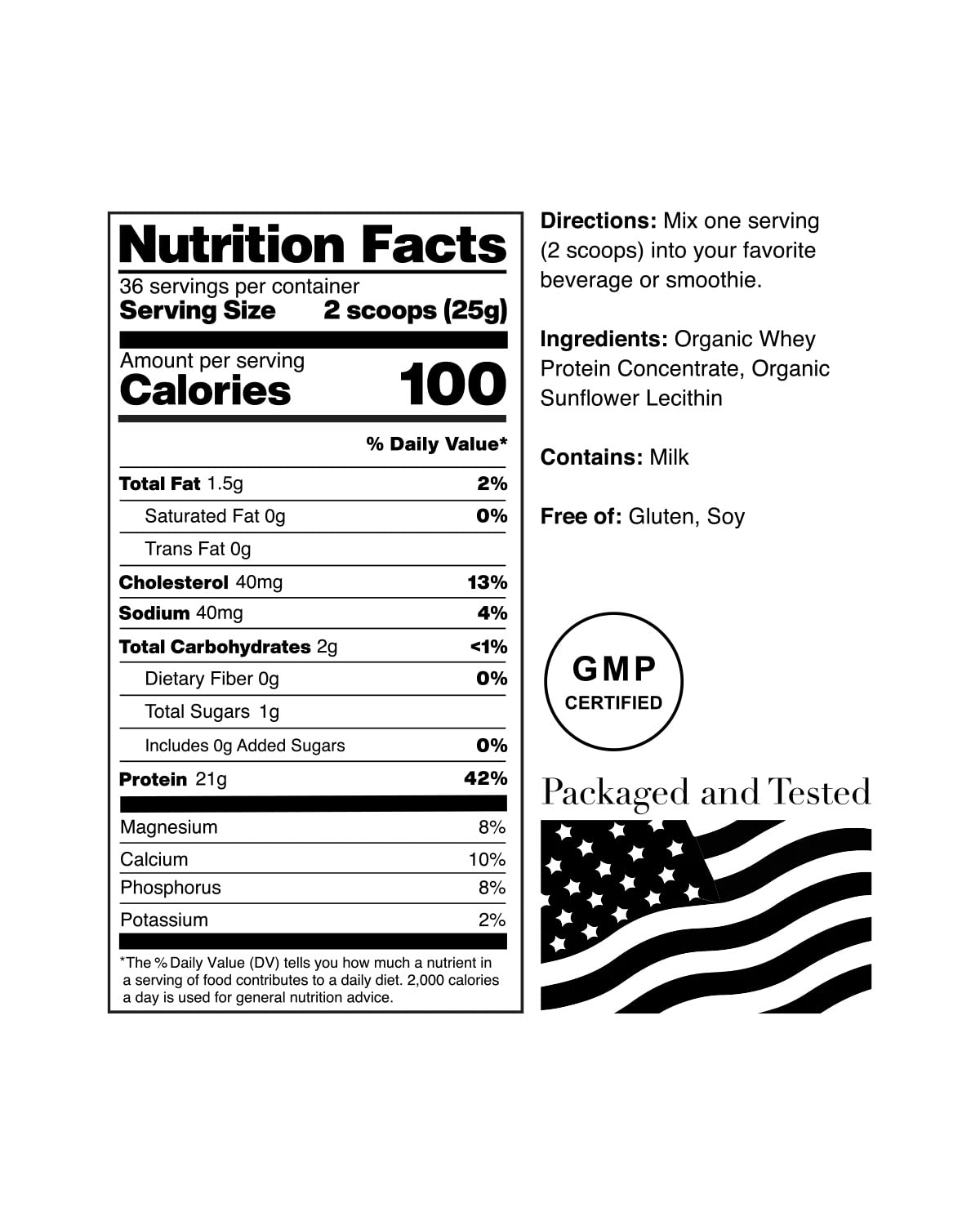 NorCal Organic Unflavored Whey Protein - 2lbs Bulk | 100% Grass-Fed, USDA Certified - AB Mystery