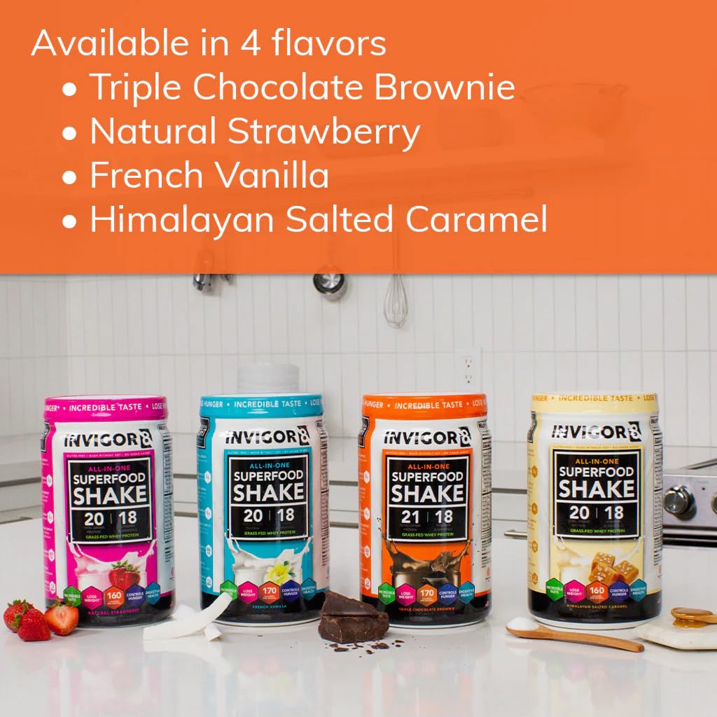INVIGOR8 Superfood Grass Fed Whey Protein Isolate Shake Himalayan Salted Caramel - AB Mystery