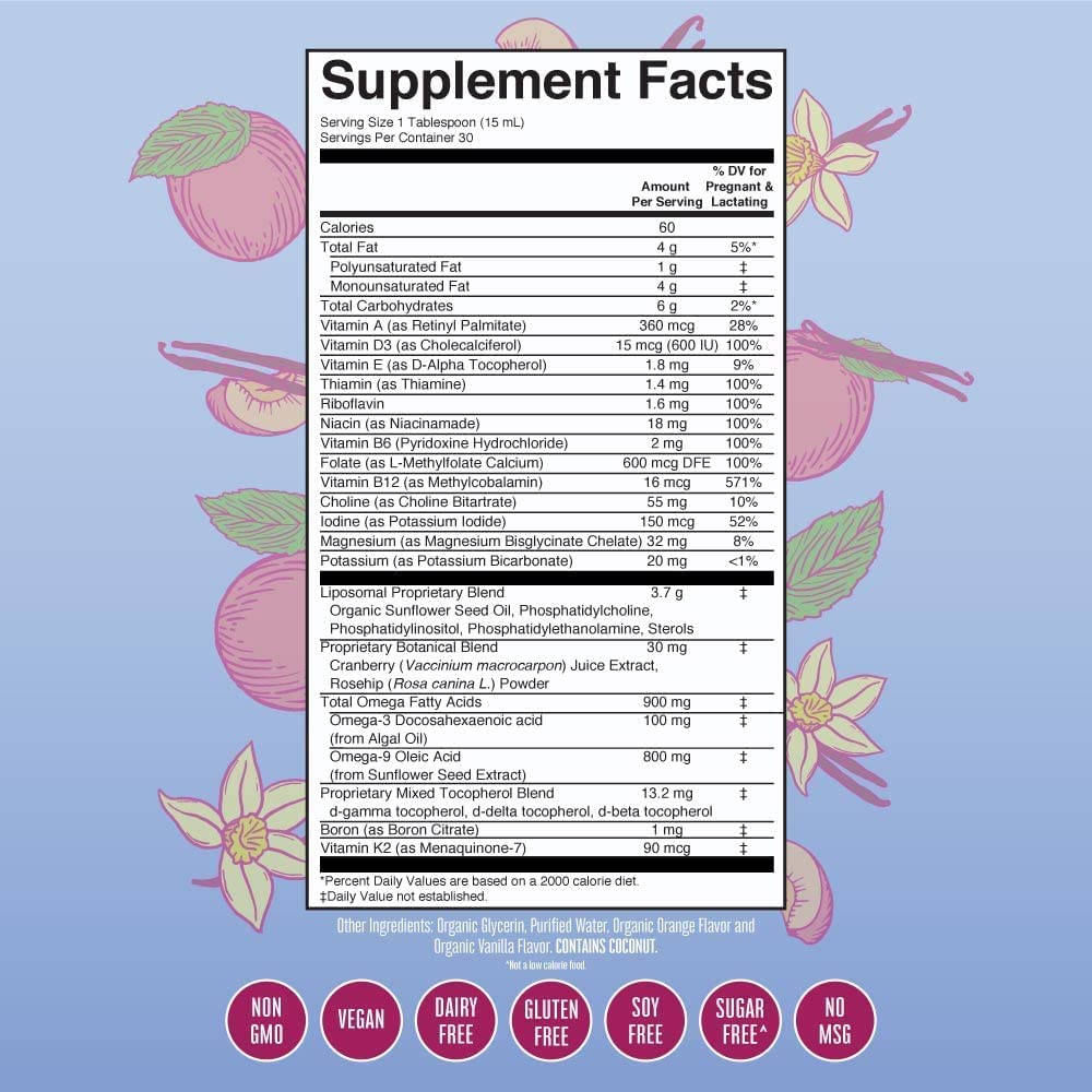 MaryRuth Organics Prenatal & Postnatal Liposomal Multivitamin Women, Sugar Free Liquid Vitamin MaryRuth Organics