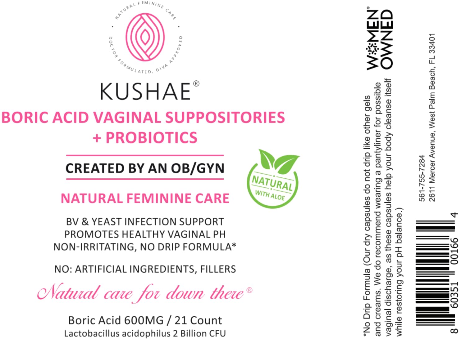 Kushae Boric Acid Suppositories with Applicator, All-Natural Boric Acid Suppositories for Women - AB Mystery