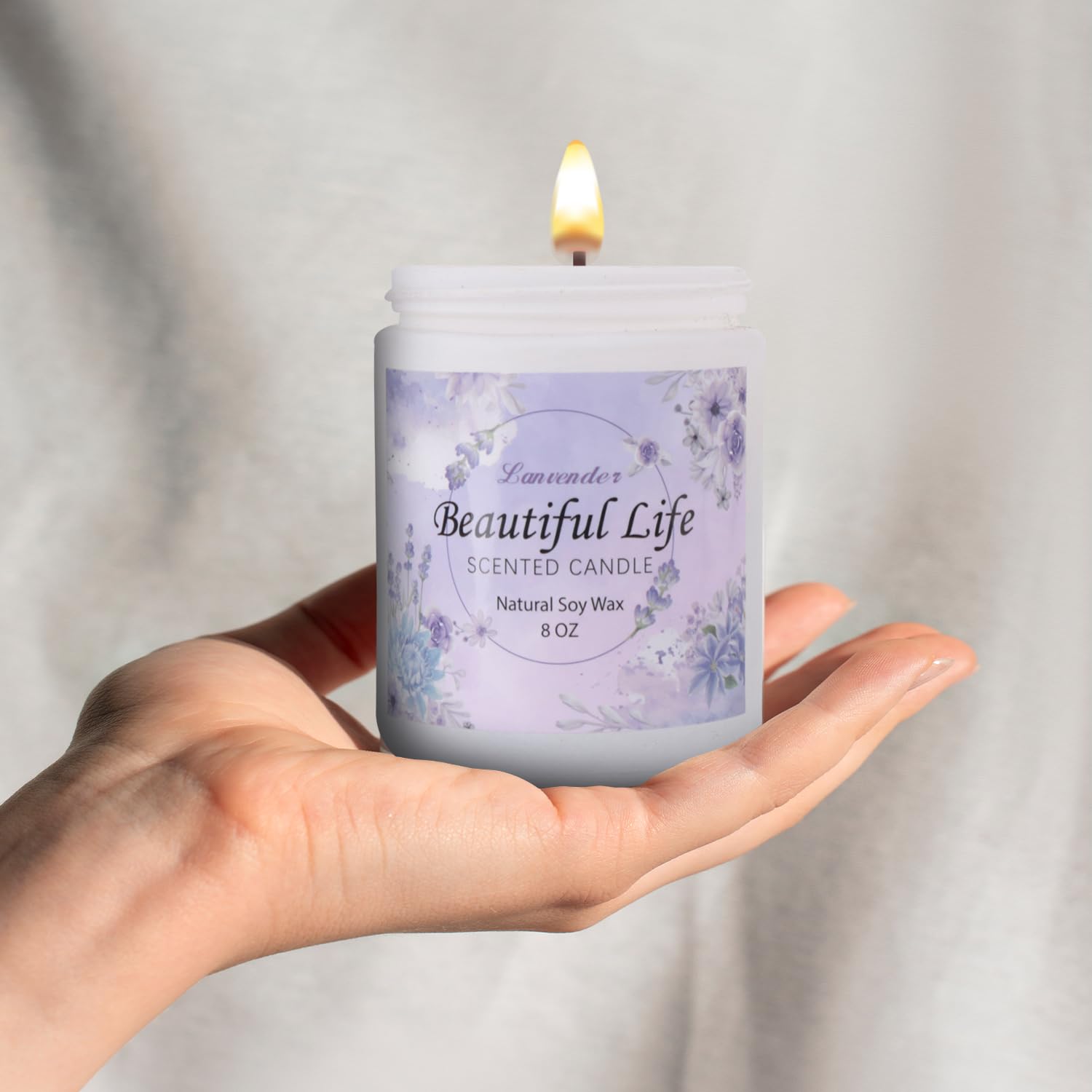 AMIDONSO Lavender Candles for Home Scented,8 oz Aromatherapy Candles Gift,45 Hour Long - AB Mystery