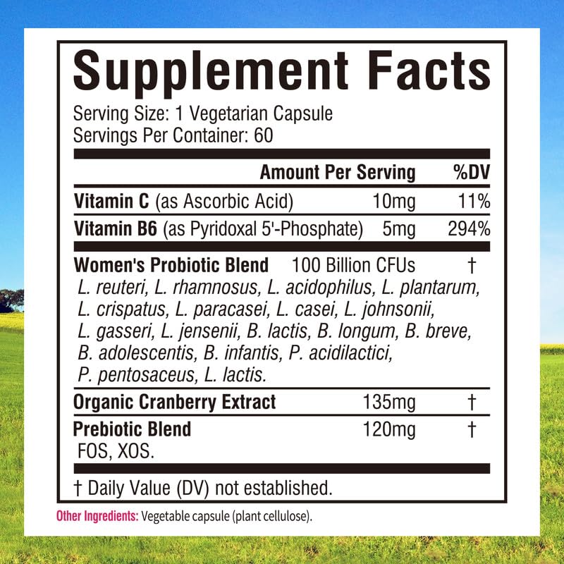 Innate Vitality Women’s Probiotics, 100 Billion CFUs 18 Strains, with Cranberry, Vitamin C - AB Mystery