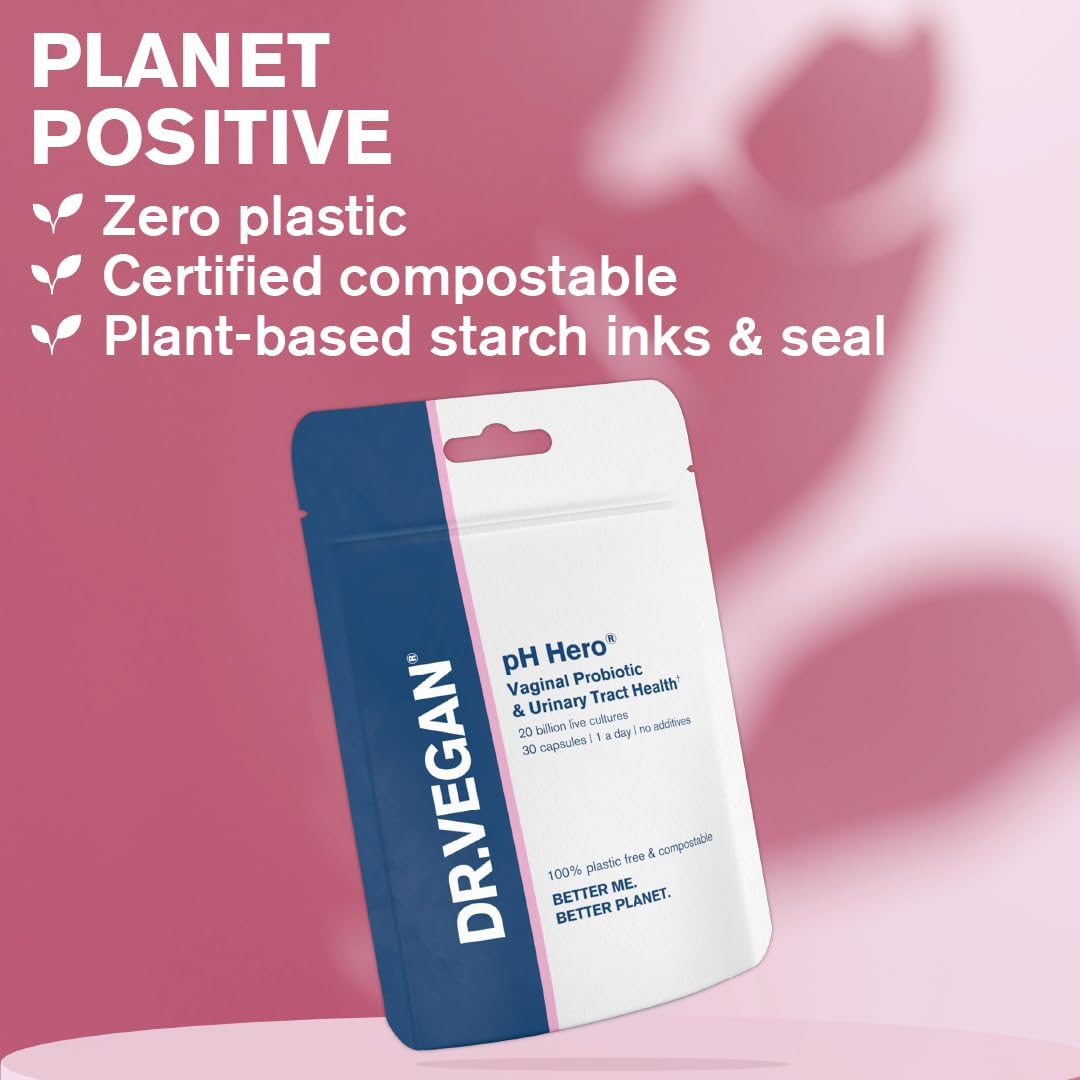 DR.VEGAN | pH Hero | Supports Balanced Vaginal Flora | 50bn CFU | Cranberry | Sea Buckthorn - AB Mystery