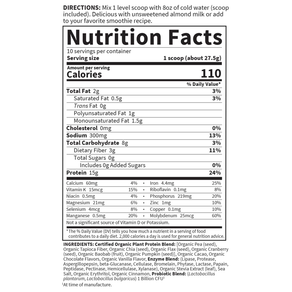 Garden of Life Organic Plant Protein Smooth Chocolate Powder, 10 Servings - Vegan, Grain - AB Mystery