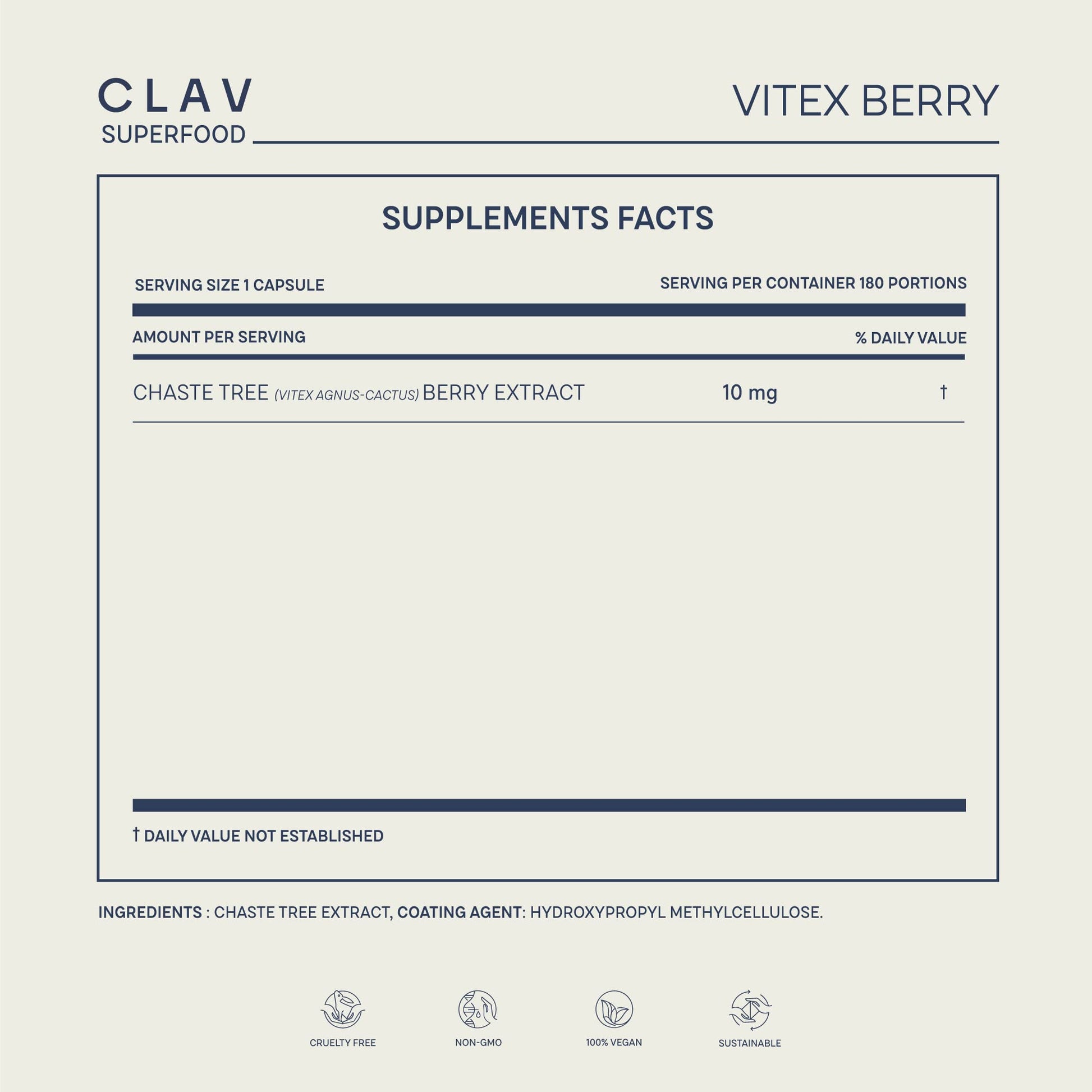 Vitex Berry - Premium Chasteberry 4:1 Extract (Vitex Agnus Castus) - Menopause & PMS Support - AB Mystery