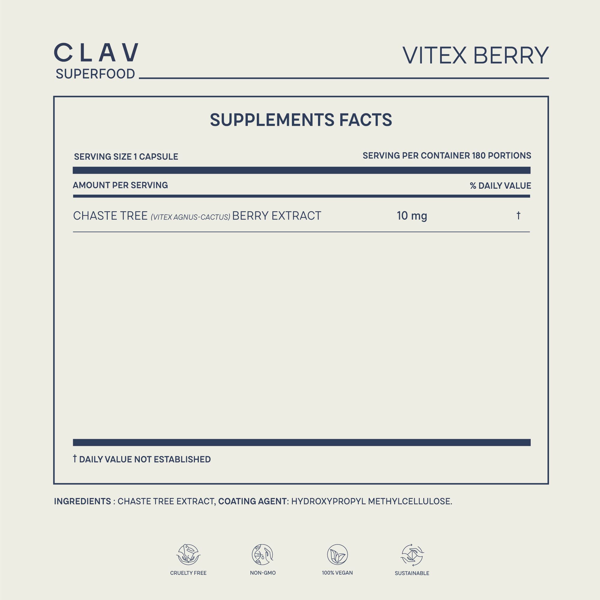 Vitex Berry - Premium Chasteberry 4:1 Extract (Vitex Agnus Castus) - Menopause & PMS Support - AB Mystery
