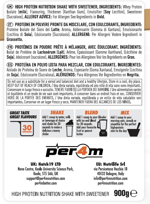 Per4m ISOLATE Zero | 30 Servings of High Protein Isolate Shake with Amino Acids per4m