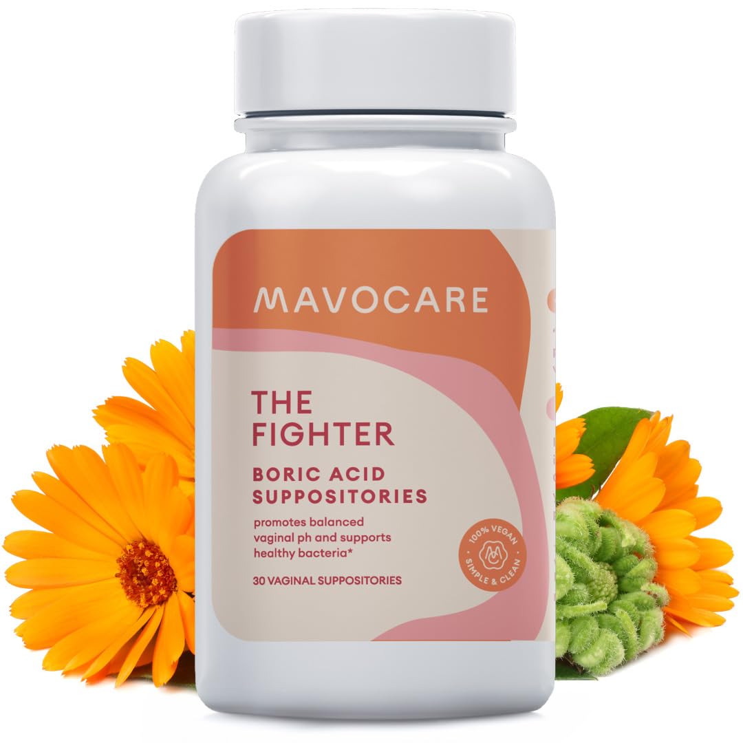 MavoCare, Inc. Boric Acid 600mg The Fighter with Added Calendula Vegan Capsule- Fights BV and Irritation- Gentle