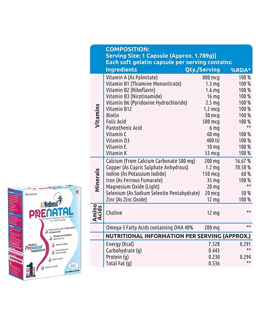 Organic Touch Ajwellness Prenatal multivitamin Nutrition for Women,Advanced Formula Organic Touch
