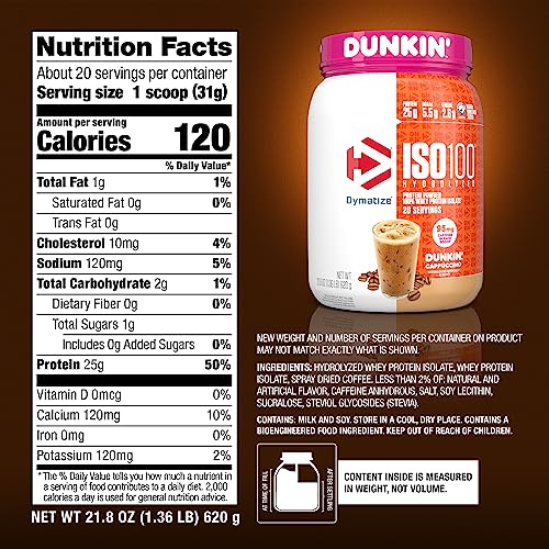 Dymatize ISO100 Hydrolyzed 100% Whey Isolate Protein Powder in Dunkin' Cappuccino - AB Mystery