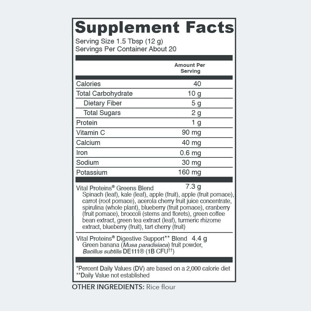 Vital Proteins Unflavored Daily Greens, 8.6 OZ - AB Mystery