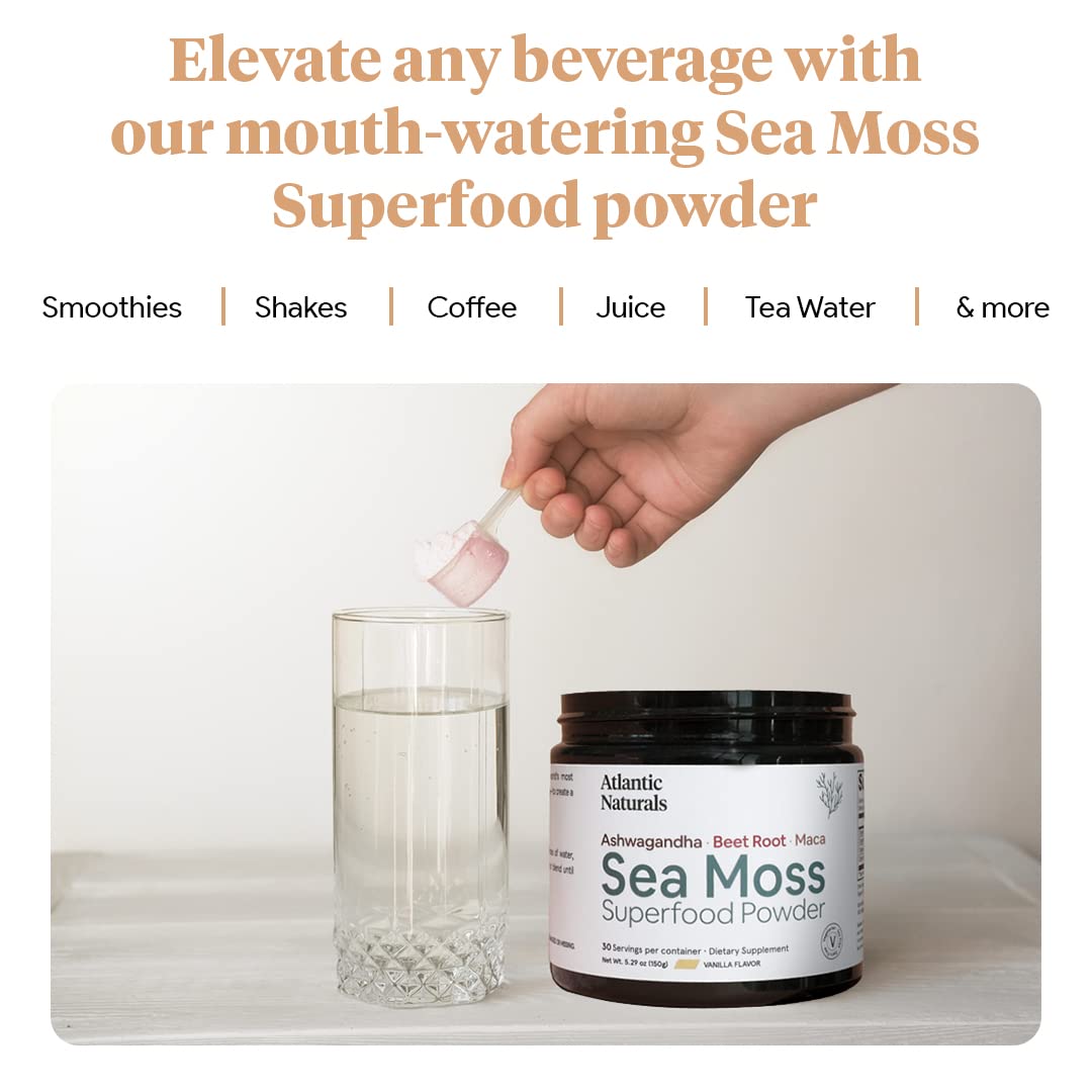 Organic Sea Moss Superfood Powder with Ashwagandha, Beet Root, and Maca - AB Mystery