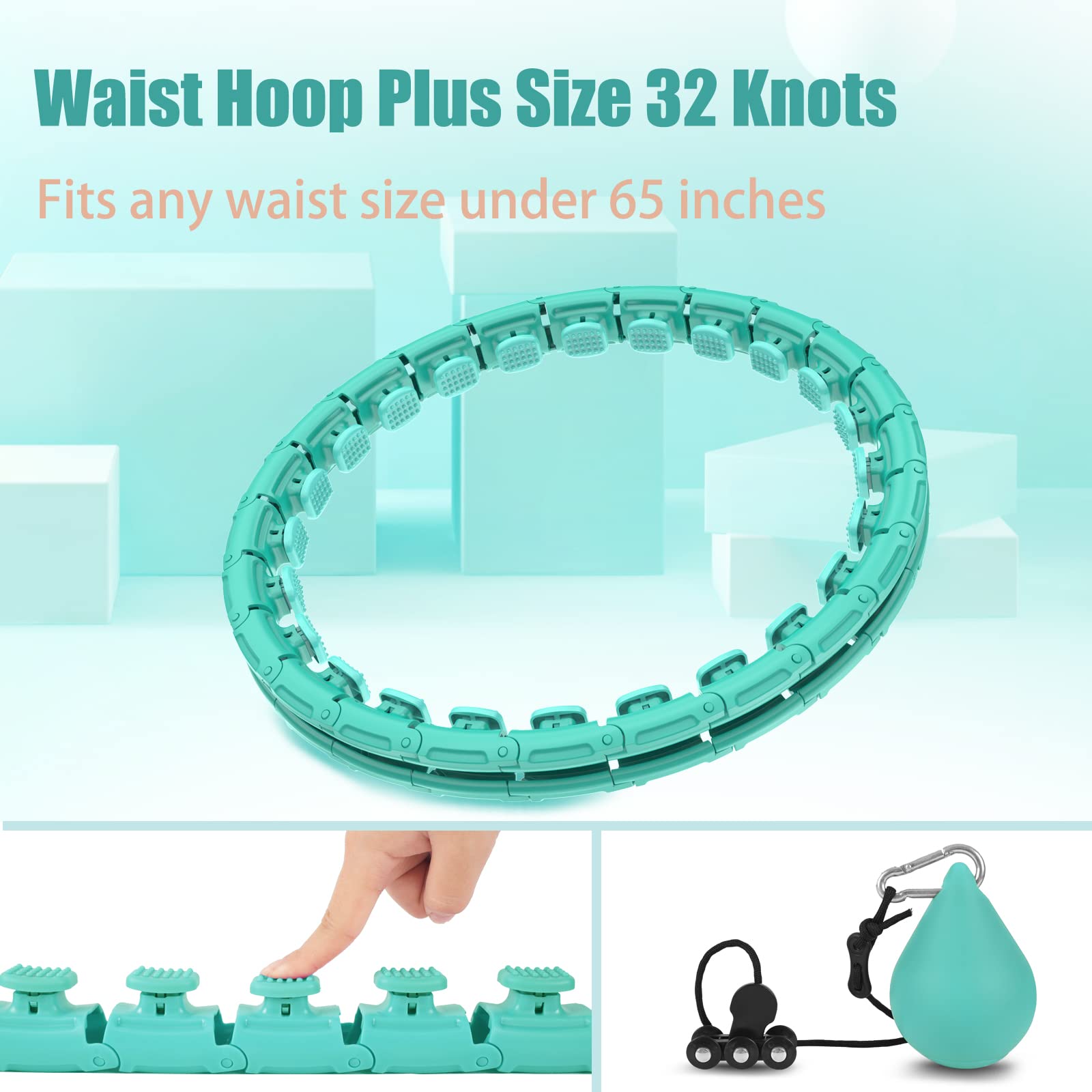 OurStarry 32 Knots Weighted Workout Hoop Plus Size, Smart Waist Exercise Ring - AB Mystery