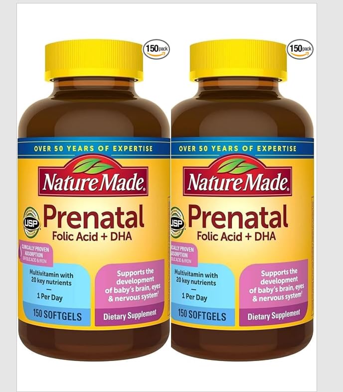 Nature Made Prenatal with Folic Acid + DHA, Prenatal Vitamin and Mineral Supplement