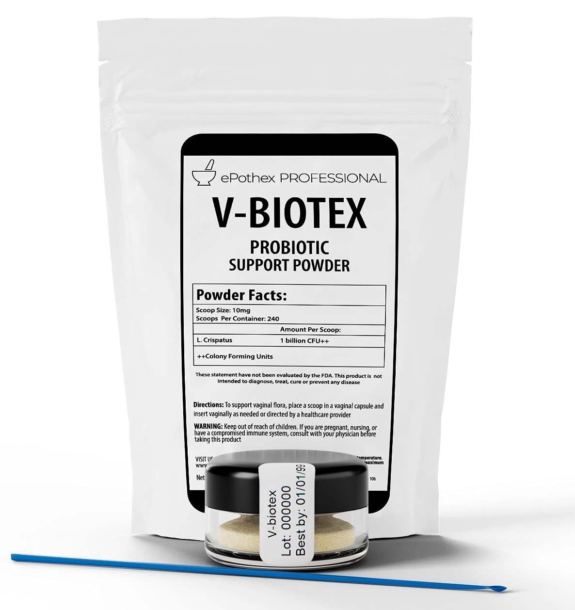EPOTHEX V-Biotex - Pure L. Crispatus Probiotic Powder | Vaginal Probiotic | Promotes Vaginal & Urinary Health