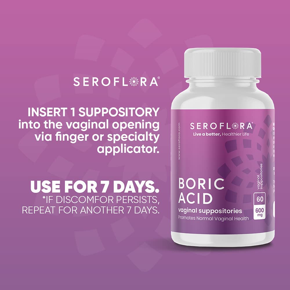 Seroflora Boric Acid Vaginal Suppositories - Promotes Vaginal pH Balance and Odor Control - AB Mystery