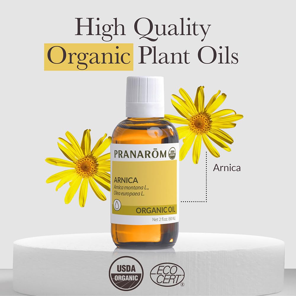 Pranarom - USDA Certified Organic French Arnica Virgin Plant Oil - 2 fl oz Glass Bottle - Massage Oil for Body - AB Mystery