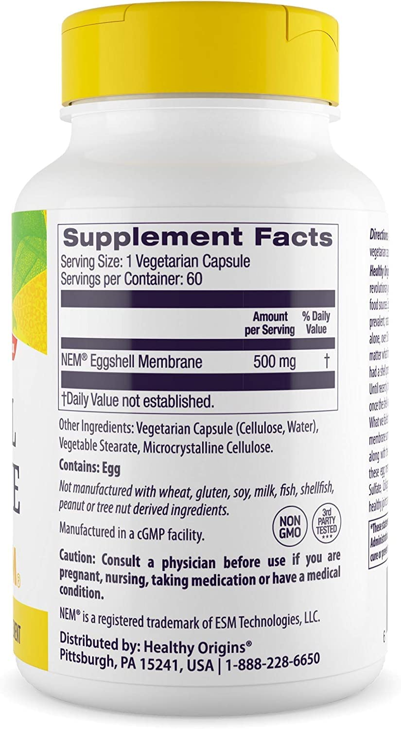 Healthy Origins Eggshell Membrane (NEM), 500 mg - Natural Collagen and Joint Support - AB Mystery