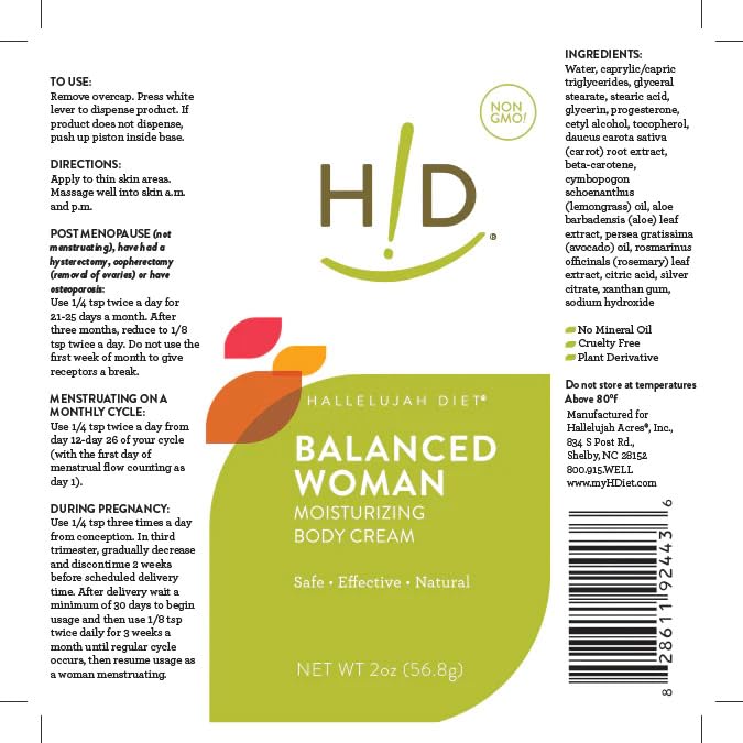 Hallelujah Diet – Balanced Woman Moisturizing Body Cream, Natural Progesterone Cream For Women - AB Mystery