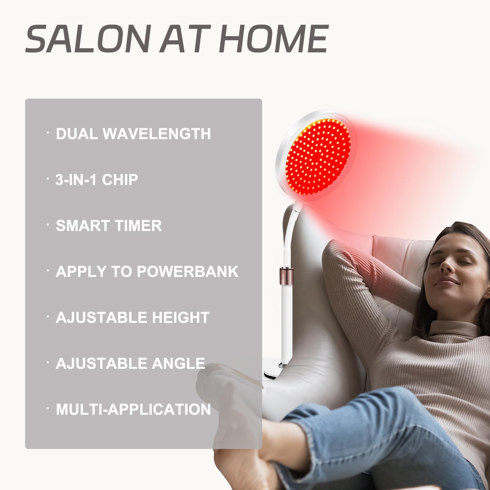 Shomterade Red Light for Face with Base, 100LEDs 3-in-1 Chips Infrared Light Lamp, 660nm ＆850nm - AB Mystery