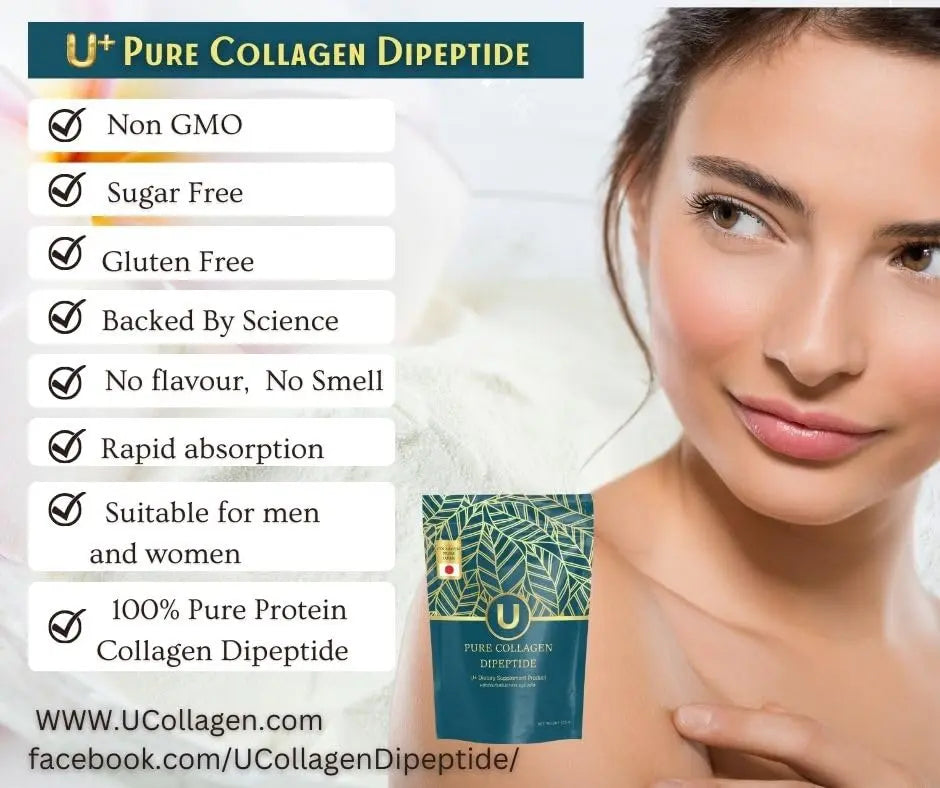 U+ Pure Collagen Dipeptide Supplement - Advanced Hydrolyzed Collagen Powder for Skin, Hair - AB Mystery