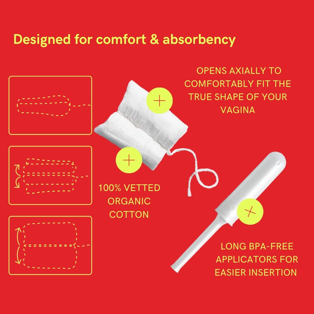 August Organic Cotton Tampons, Super tampons, BPA Free Long Applicators, Non-Toxic Organic - AB Mystery