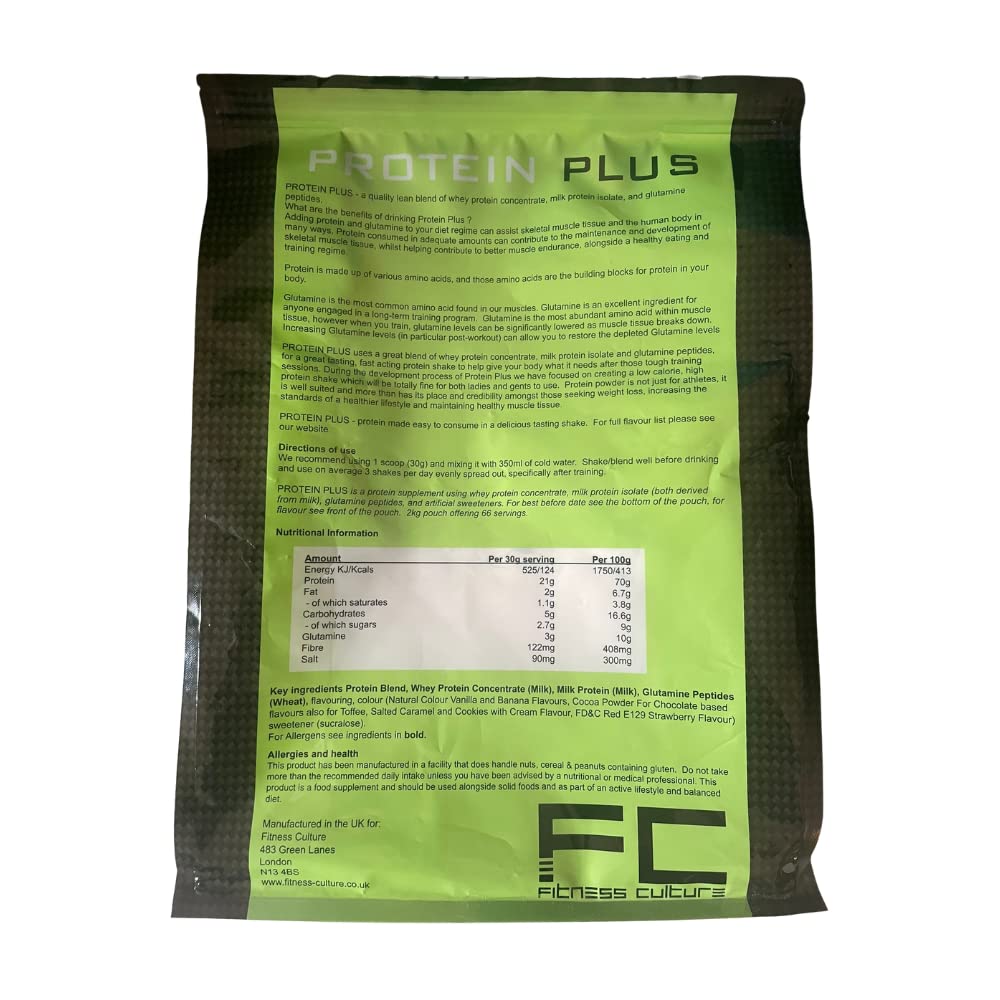 Fitness Culture Protein Plus, Whey Protein Powder with Added Glutamine, Immune and Digestive System Support Generic