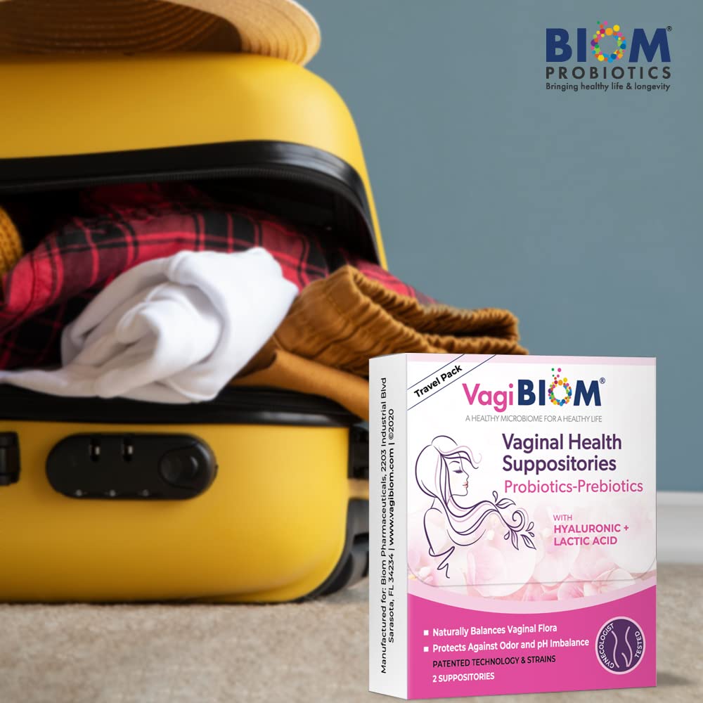 VagiBiom Probioitc Suppository Convenient Travel Pack with 2 Suppositories - AB Mystery