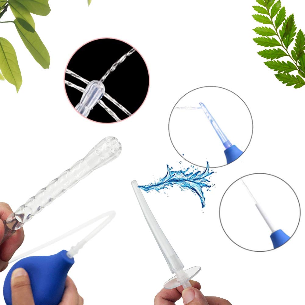 GNEGKLEAN Black Silicone Enema Bulb Kit 7.6oz Clean Anal Douche for Men Women with 19.7in - AB Mystery