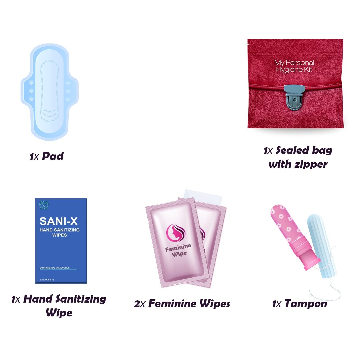 Menstrual Kit All-in-One | Convenience on The Go | Single Period Kit Pack for Travelling, Tweens - AB Mystery