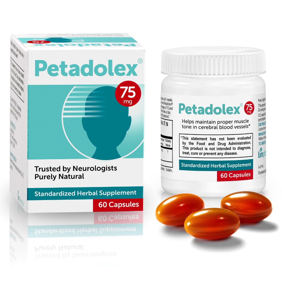 Petadolex - Migraine Relief - Patented Butterbur Root Extract, 75mg PA-Free Butterbur Extract 