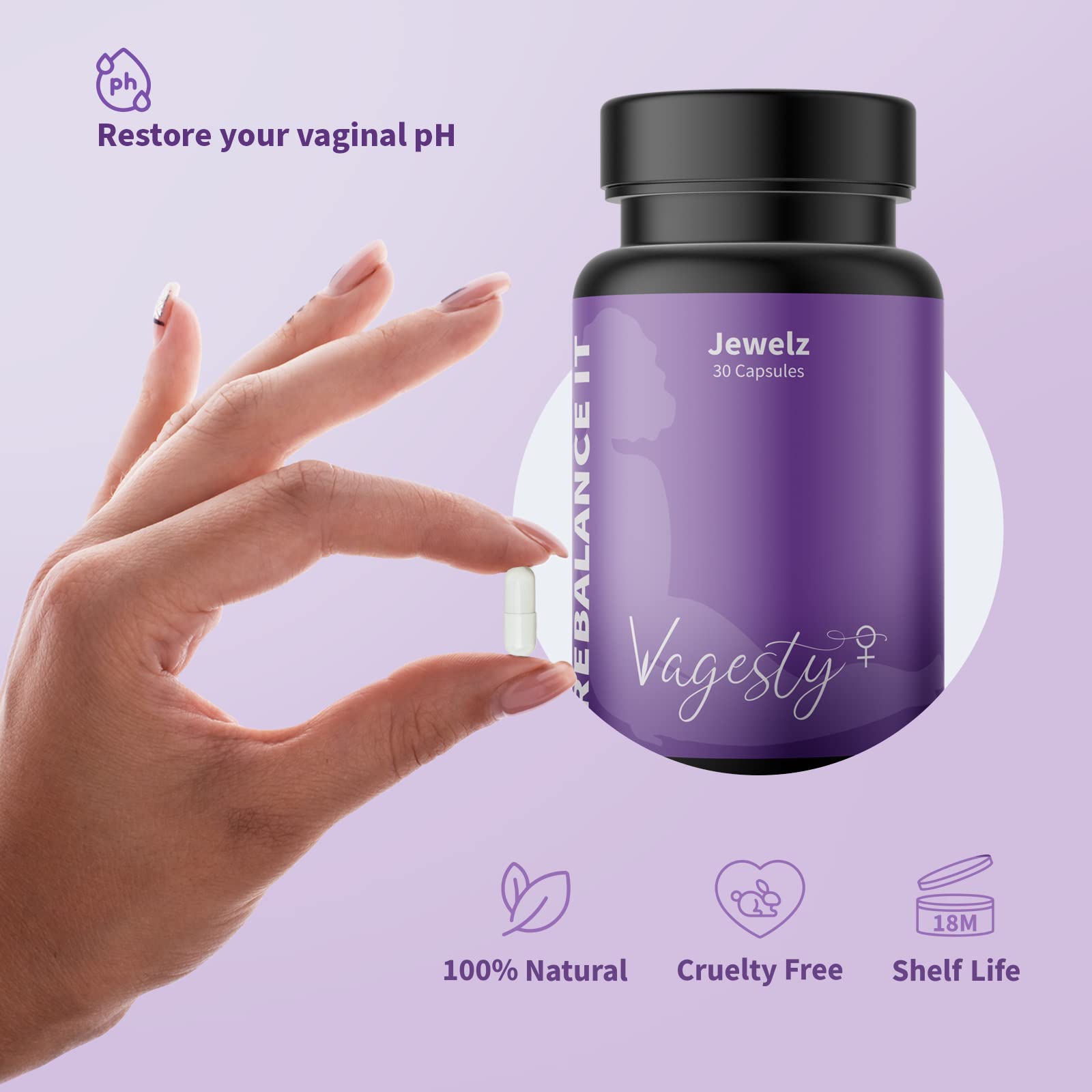 Vagesty Jewelz boric Acid Vaginal Suppositories, 100% Pure boric Acid, rebalance Vaginal pH - AB Mystery