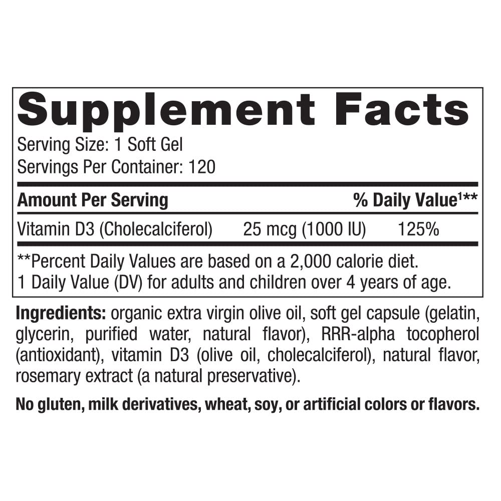 Nordic Naturals Vitamin D3 1000, Orange - 120 Mini Soft Gels - 1000 IU Vitamin D3 - AB Mystery