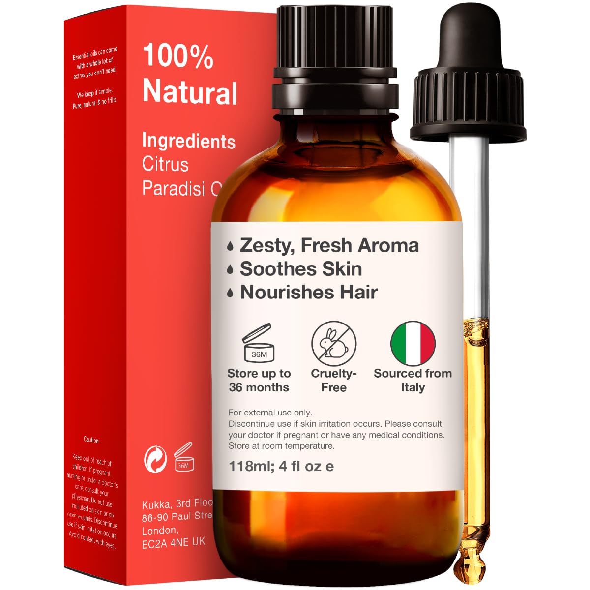 Kukka Grapefruit Essential Oil for Diffuser - 100% Natural Grapefruit Essential Oil for Skin - AB Mystery