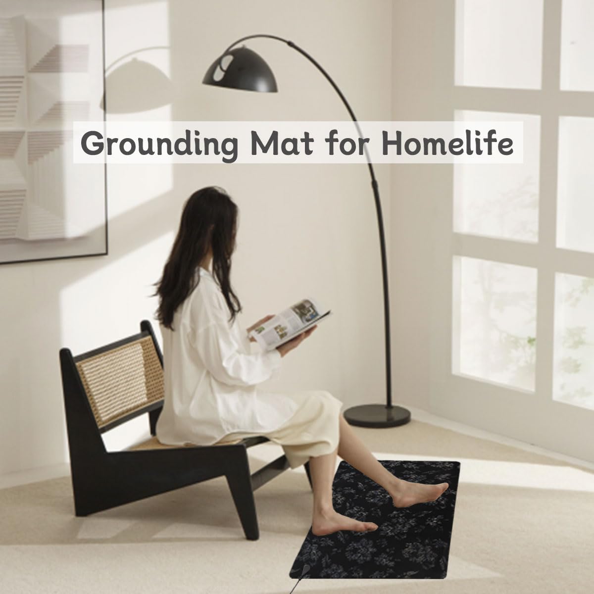 LOSUVERO Grounding Mat for Bed, 33.5x23.5Floral Printed Grounding Pad for Health Therapy, Efficient Sleep - AB Mystery