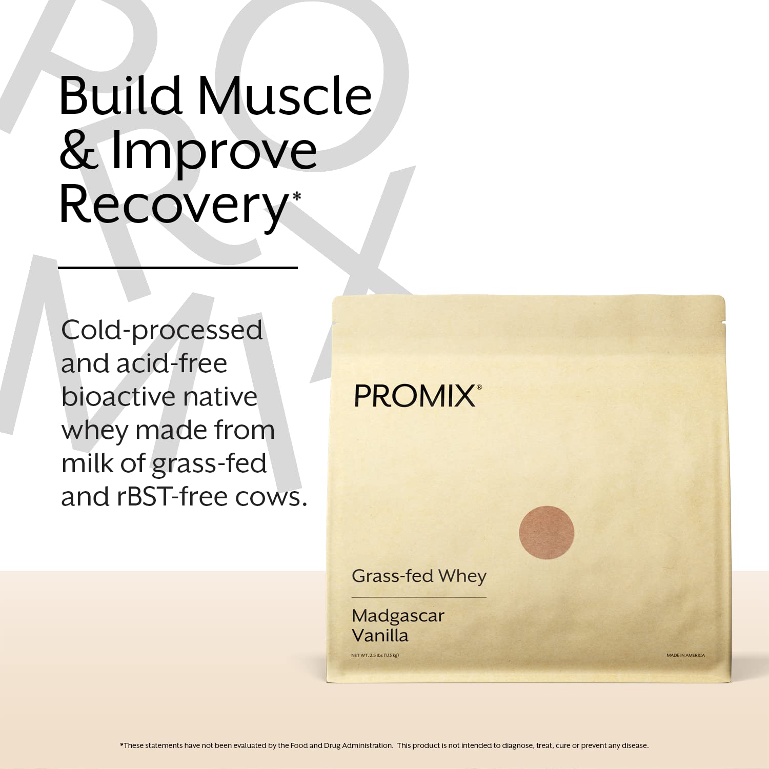 Promix Whey Protein Powder, Vanilla - 2.5lb Bulk - Grass-Fed & 100% All Natural - AB Mystery