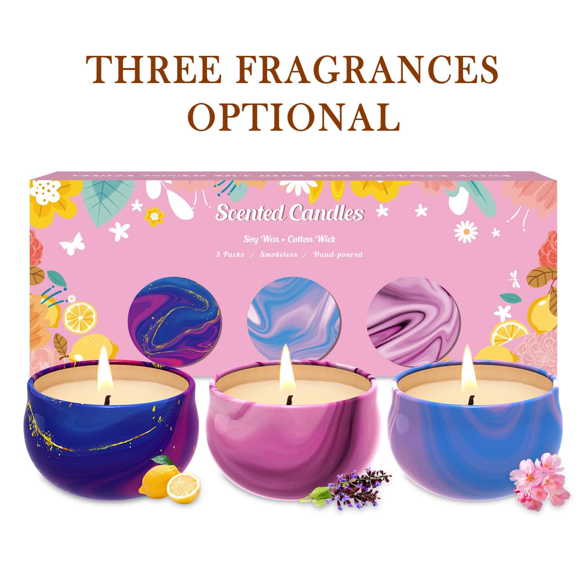 Scented Candles Set of 3, Aromatherapy Candle Set, Home Scented Candles for Winter, Holiday - AB Mystery